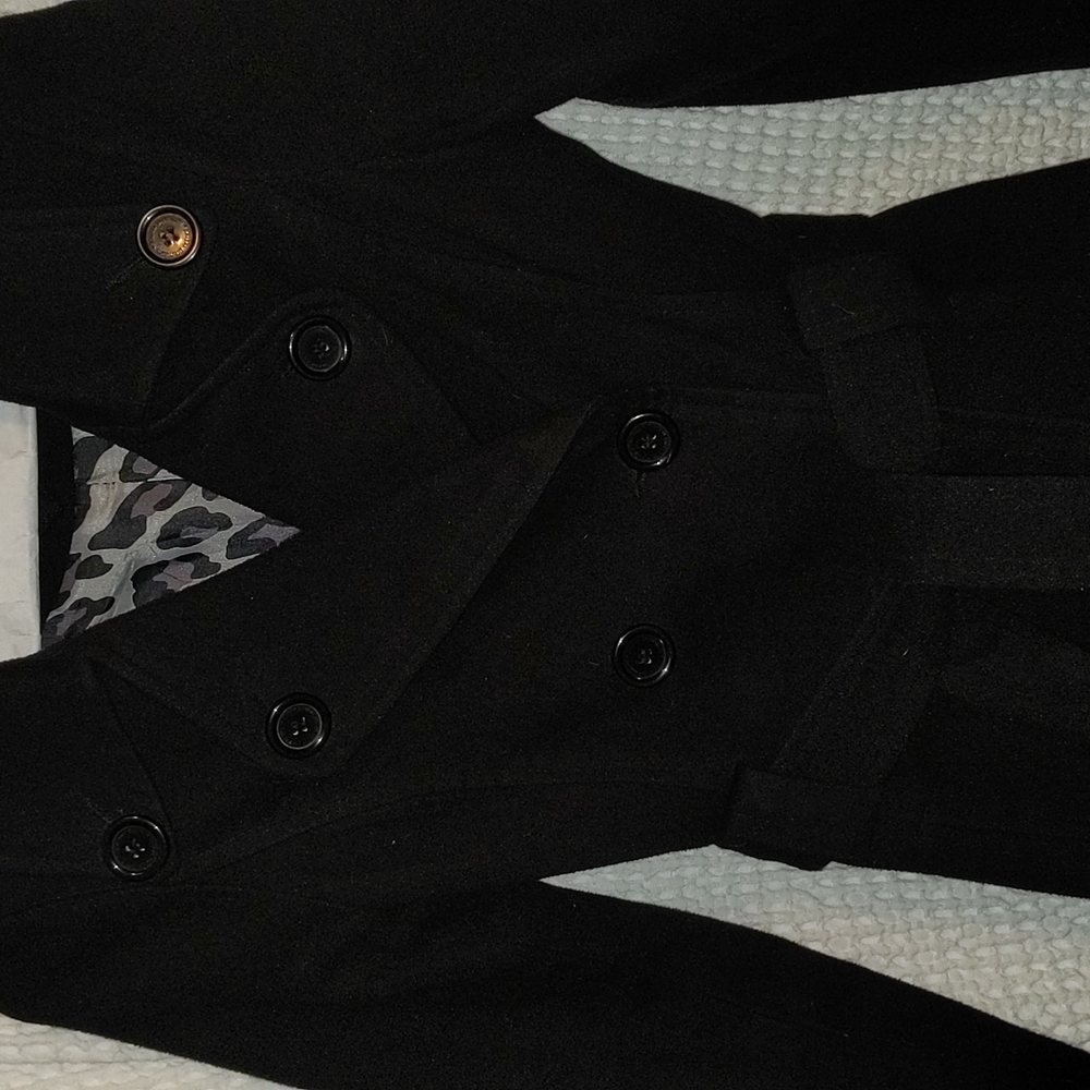 JOUJOU Women's Double Breasted Black Coat Sale - Picture 8 of 8